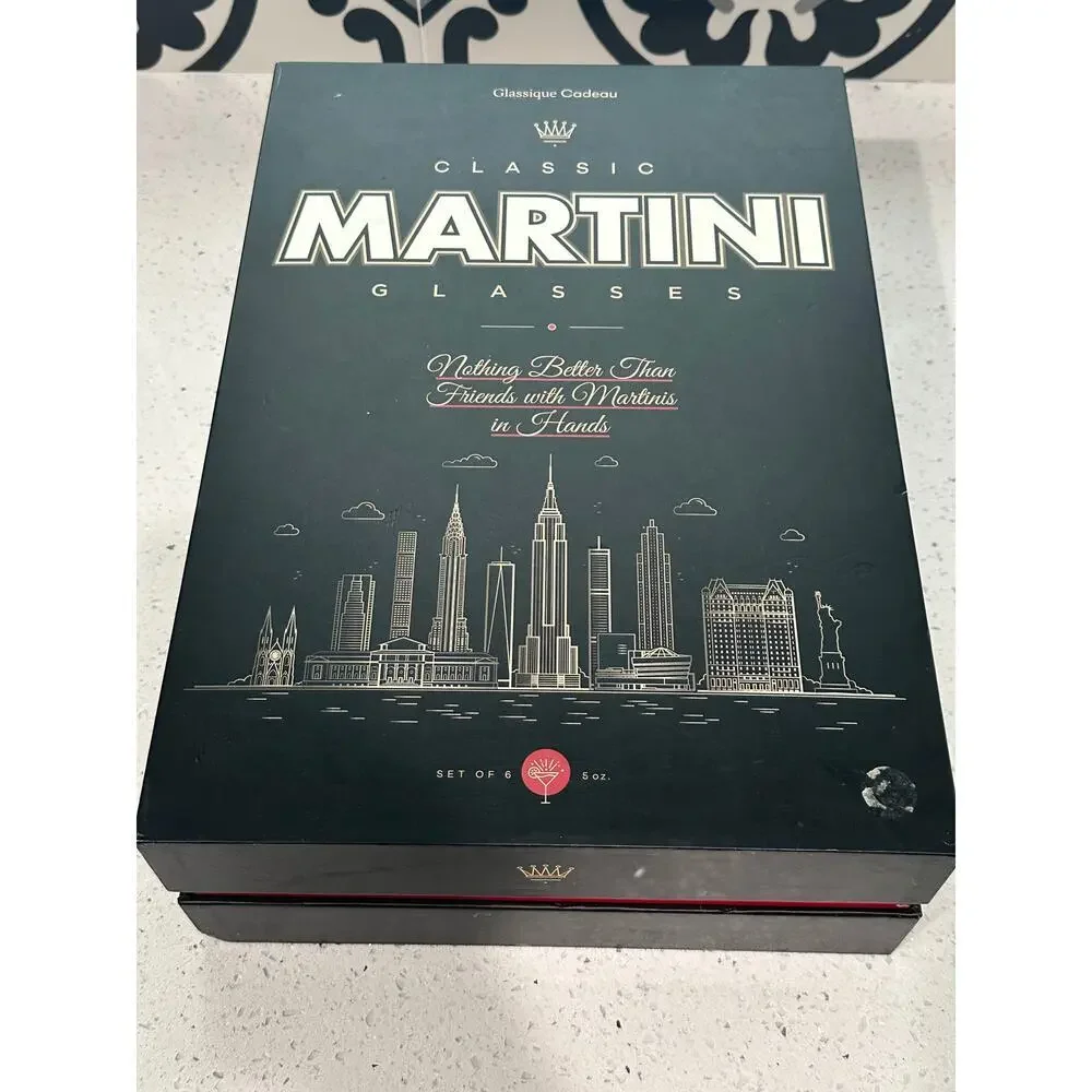 Set of 6 Large Martini Glasses Glassique Cadeau 10 oz.Brand New! - Picture 2 of 5